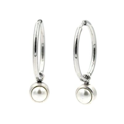 Stainless steel earring 18 hoops with pendant