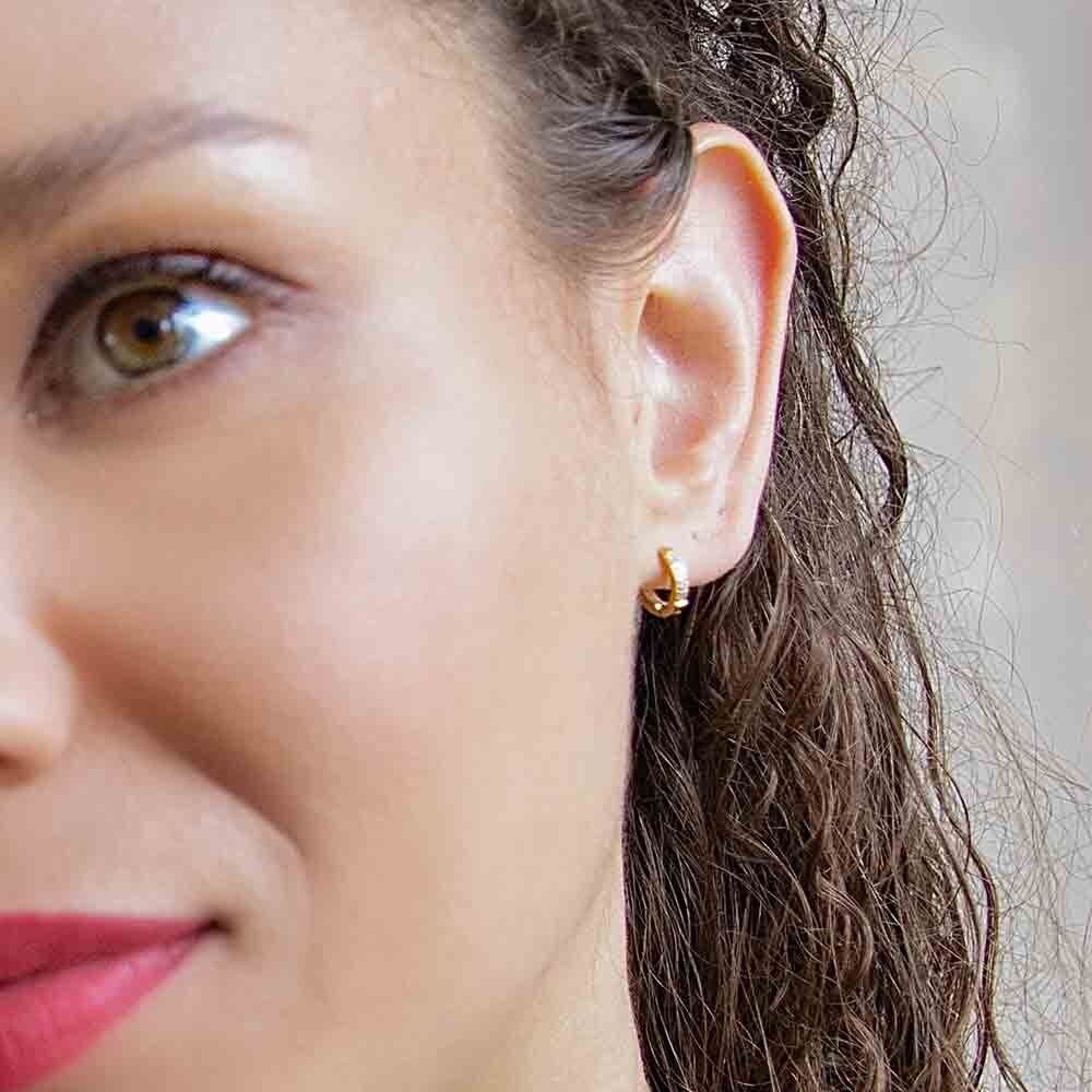 Stainless steel earring 21 rhinestone-studded hoops