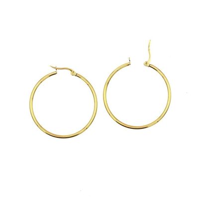 Stainless steel earring 24 - Medium shiny hoops