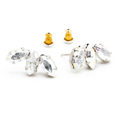 Pendiente Navette 04 Stud Floral Cristal