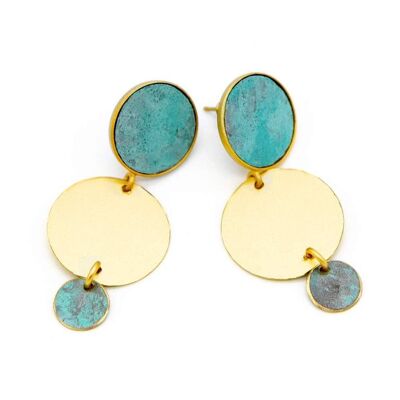 Patina Earring 03 3-piece earring with colored plates