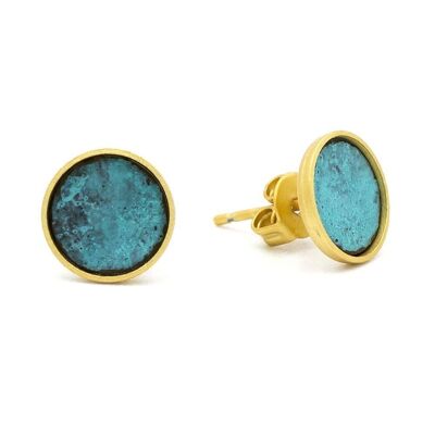 Patina Earring 07 Simple stud with colored metal inlay