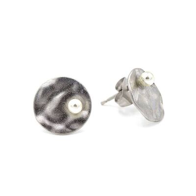 Boucle d'oreille Perla 13 clous plaque avec perle