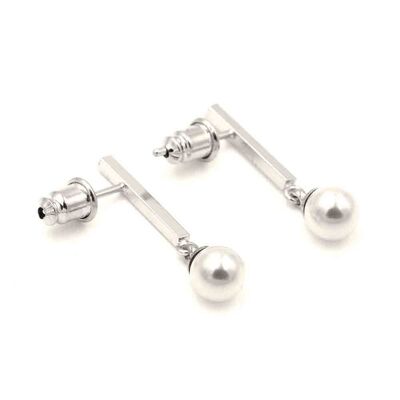 Perla earring 19 studs with metal bar and pearl