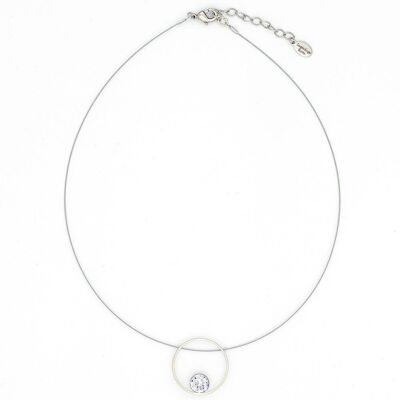 Pura Chain 30 steel cable chain with circle and crystal