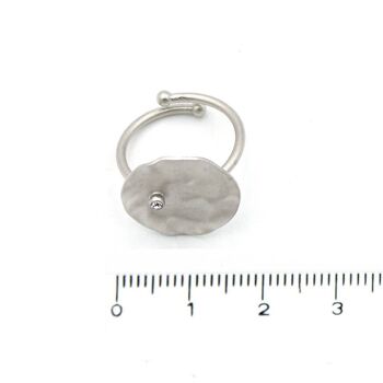 Basics Ring 15 - Bague plaque minimaliste avec cristal 2