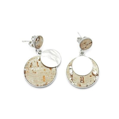 Vino earring 03 plug with pendant and cork inlay
