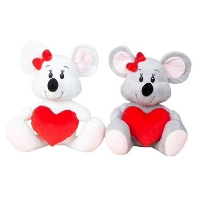 Mouse Plush With Heart 37Cm