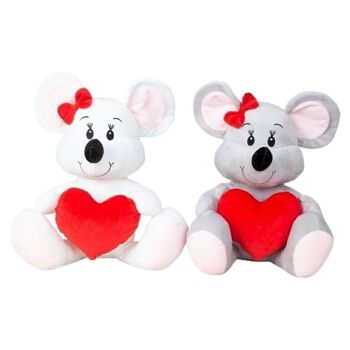 Peluche Souris Avec Coeur 37Cm