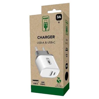 Toma de pared doble USB-A/USB-C
