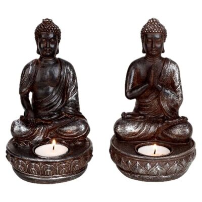 Sitzende Buddha-Statue + Kerze