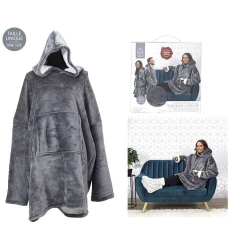 Sweat Capuche Plaid Gris