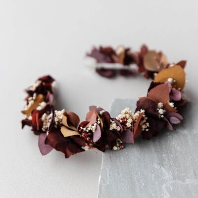 Headband dried flowers terracotta brown