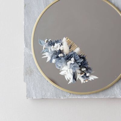 Peineta Hortensia Harmony - Azul con detalles en blanco