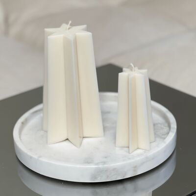 Creamy white candle Starlight made from 100% rapeseed wax - 12 cm x 6 cm