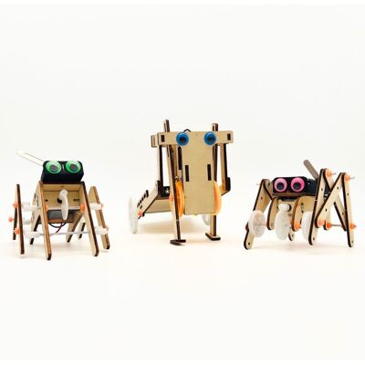 RoboWalker Jr, SpiderBot & SpiderBot 2.0 - DIY wooden STEM assembly kit