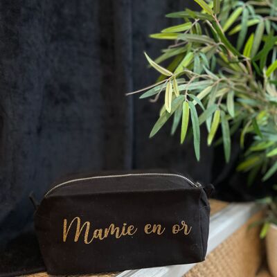 Trousse de toilette cube " Mamie en or"