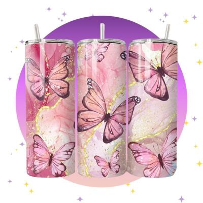 Pink Butterflies - Thermos tumbler