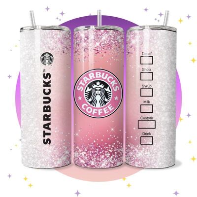Pink Glitter - Taza termo Starbucks