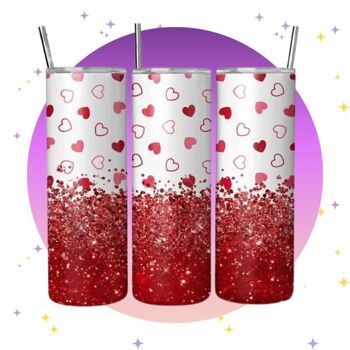 Hearts Glitter Red - Gobelet thermos