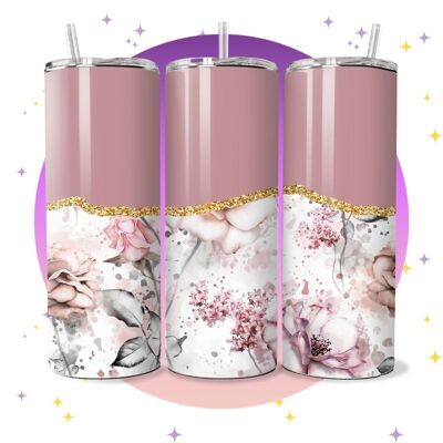 Fiore rosa pastello - Bicchiere termico