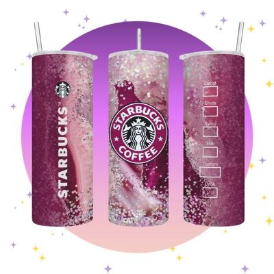 Marmo glitterato rosa bacca - Bicchiere termico Starbucks