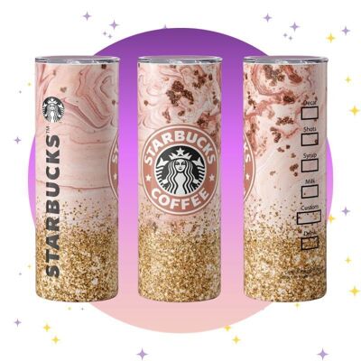 Marble Gold Glitter - Starbucks thermos tumbler