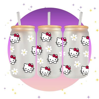 Hello Kitty - Verre avec couvercle en bambou