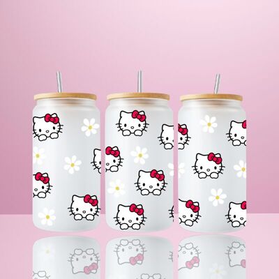 Hello Kitty - Bicchiere con coperchio in bambù