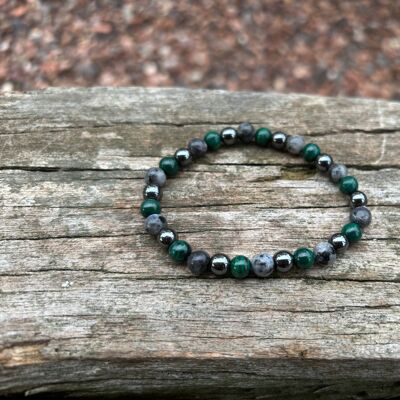 Special balance and well-being bracelet in Malachite, Hematite and Labradorite, Made in France