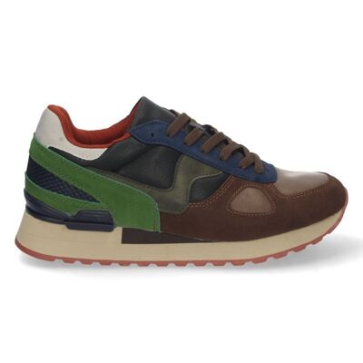 Brown casual sneaker with multicolored print