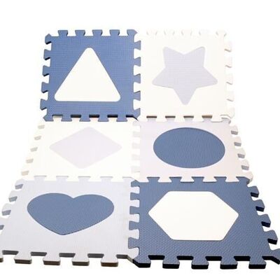 Floor puzzle in foam w. shapes, blue