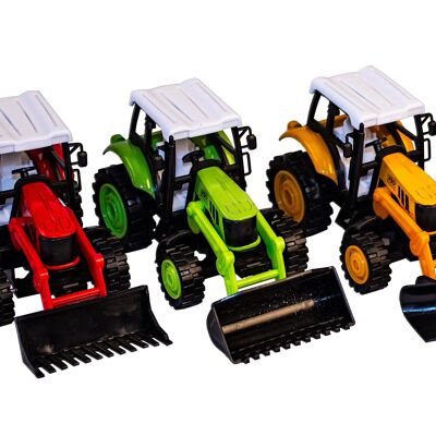 Farm tractor with front loader, 3 assorted