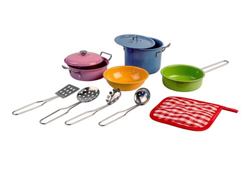 Cookware set in different colours, 11 pcs.