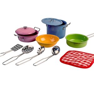 Batterie de cuisine de différentes couleurs, 11 pièces.