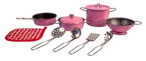 Cookware set in pink, 11 pcs.