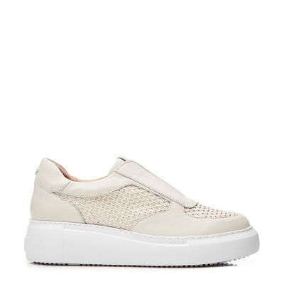 Moda in Pelle Women's Althea Off White Leather Trainers