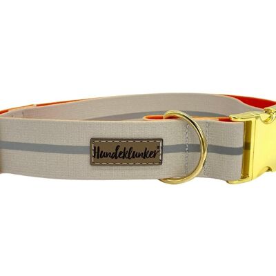 Dog collar beige reflector (rPet) gold/silver