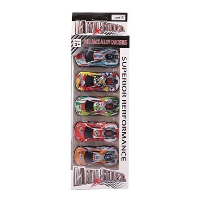 Racing cars with pull back made of die cast metal, 5 pcs. i one set