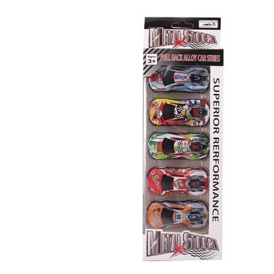 Racing cars with pull back made of die cast metal, 5 pcs. i one set