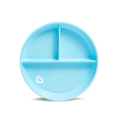 Plate with compartments and Stay Put suction cup (1 pc.) - Blue