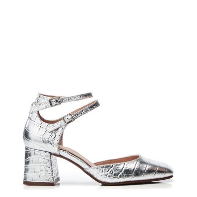 Moda in Pelle Daziah Silver Mocc Croc Block Heels für Damen