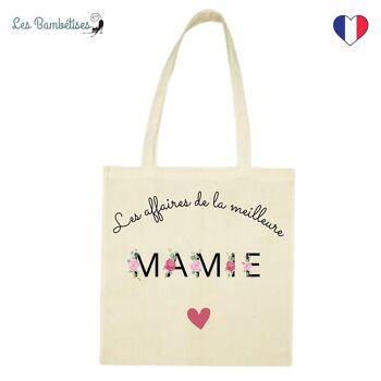 Tote Bag Mamie Lettres Fleuries