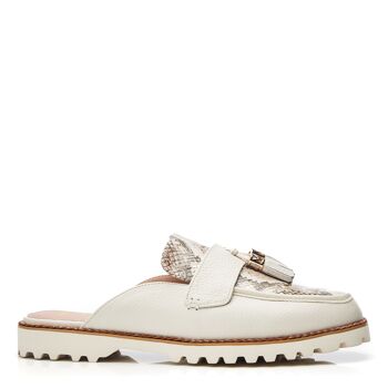 Moda In Pelle Etana Mules à enfiler en cuir blanc cassé femme 1