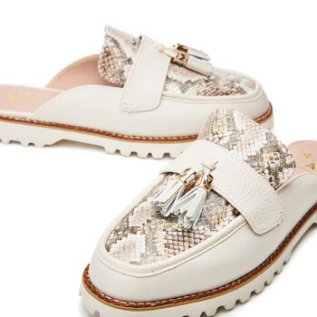 Moda In Pelle Etana Mules à enfiler en cuir blanc cassé femme 4