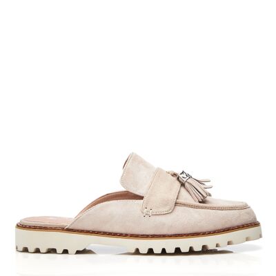 Moda In Pelle Etana Stone, Mules à enfiler en daim femme