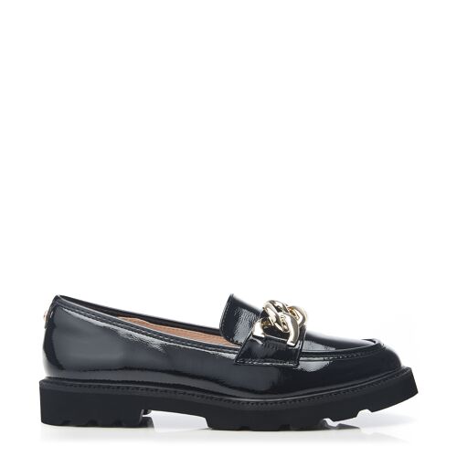 Moda In Pelle Women's Evella Black Patent Chunky Loafers