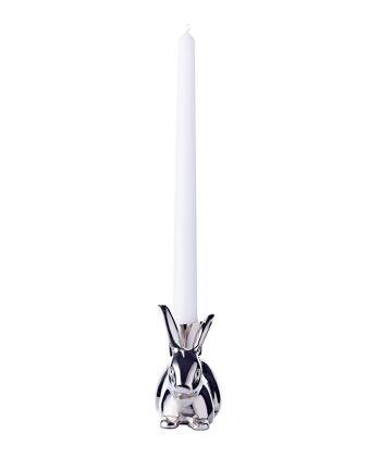 Bougeoir Lapin Louis (hauteur 8 cm) aluminium nickelé 1