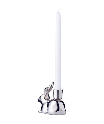 Bougeoir Lapin Louis (hauteur 8 cm) aluminium nickelé 3