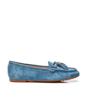 Moda in Pelle Mocassins en daim bleu Famina pour femmes 1